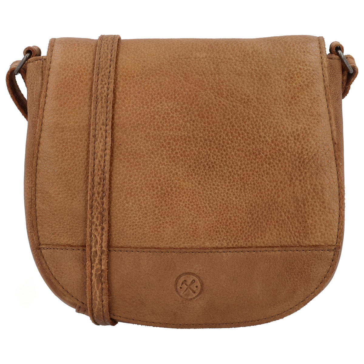 Satteltasche 20 x 19,5cm in Cognac mit Überschlag und Reißverschluss - leder-accessoires.com