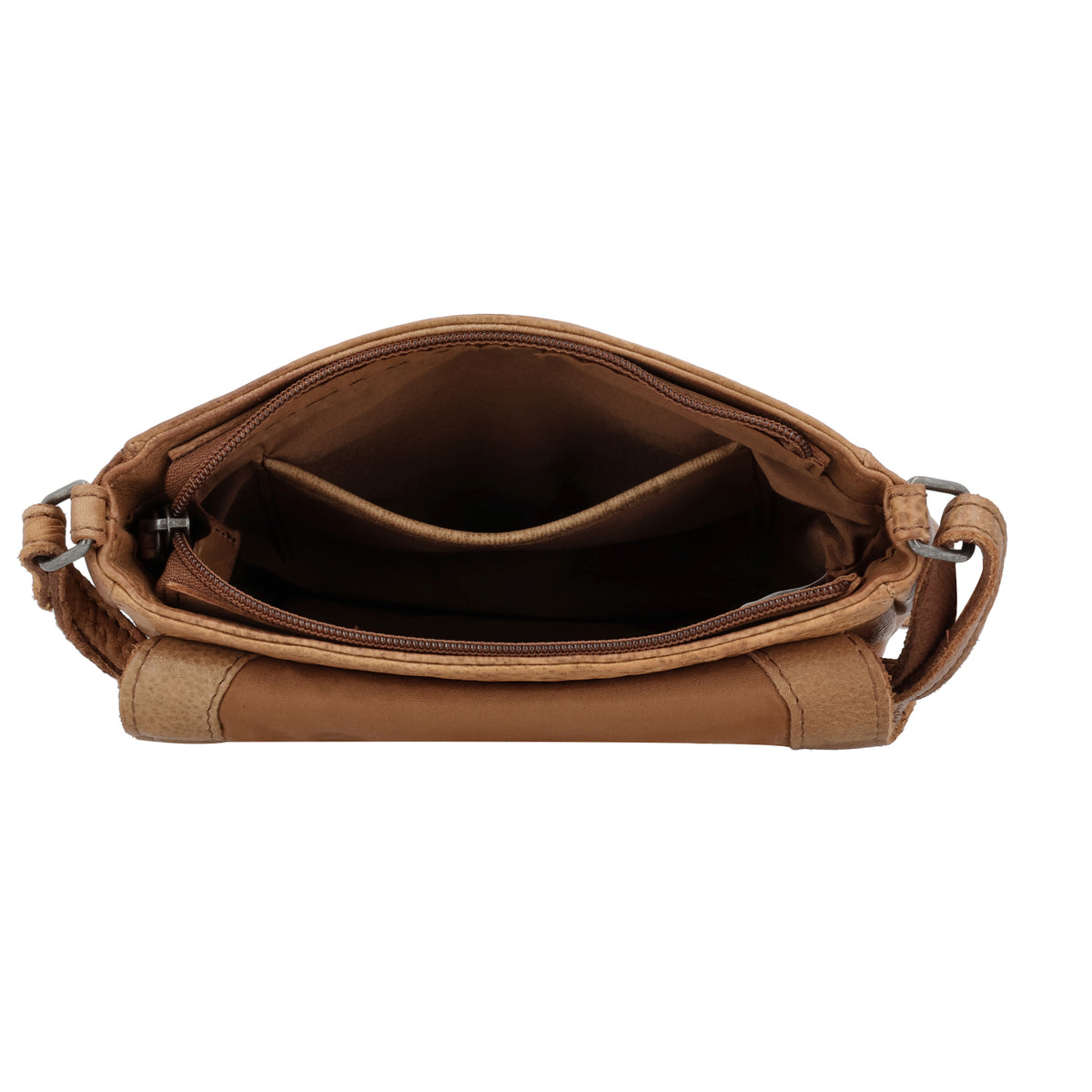 Satteltasche 20 x 19,5cm in Cognac mit Überschlag und Reißverschluss - leder-accessoires.com