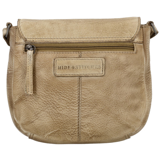 Satteltasche 20 x 19,5cm in Sand mit Überschlag und Reißverschluss - leder-accessoires.com