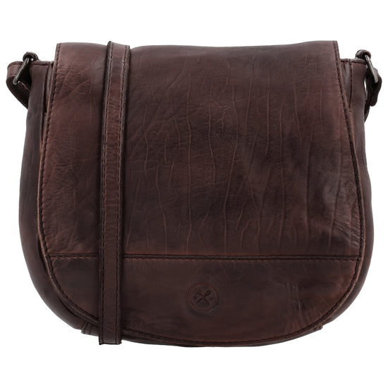 Satteltasche 20 x 19,5cm in Braun mit Überschlag und Reißverschluss - leder-accessoires.com