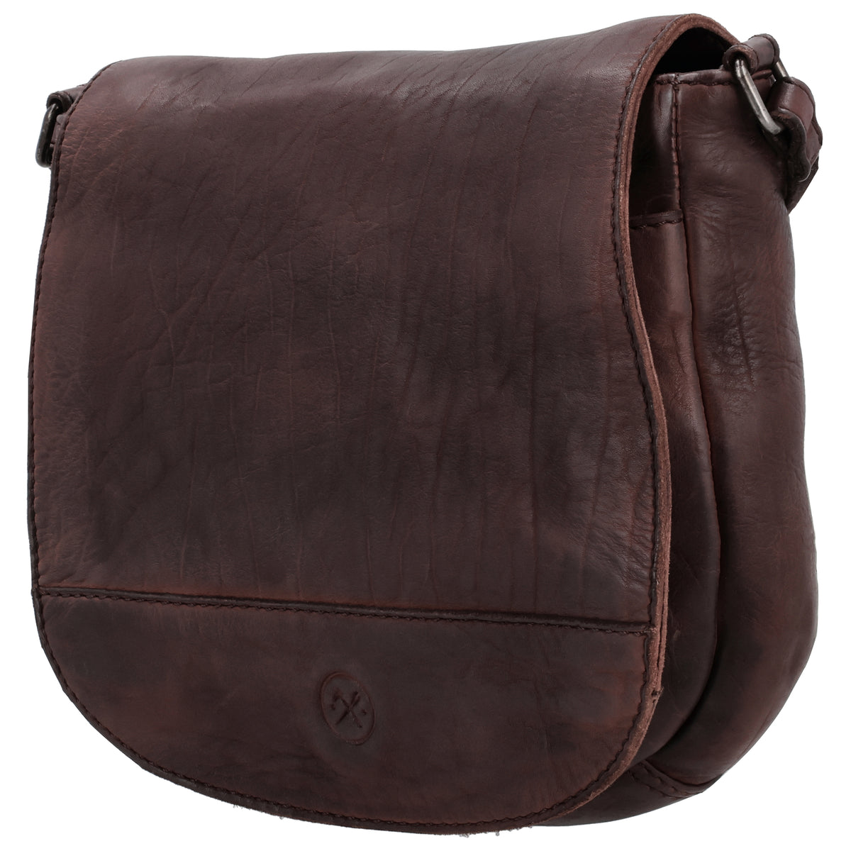 Satteltasche 20 x 19,5cm in Braun mit Überschlag und Reißverschluss - leder-accessoires.com