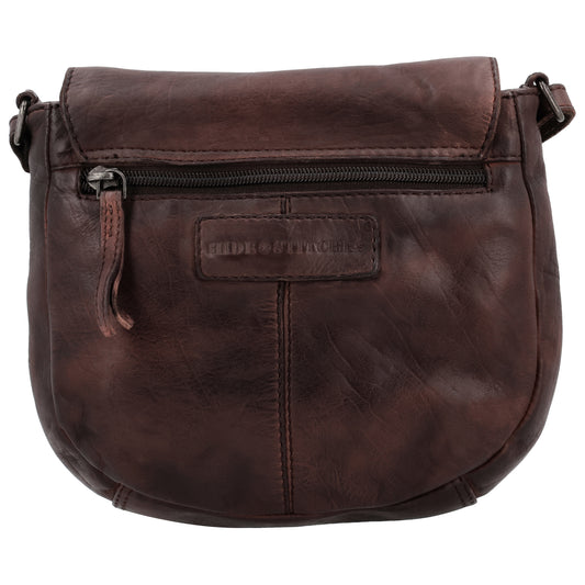 Satteltasche 20 x 19,5cm in Braun mit Überschlag und Reißverschluss - leder-accessoires.com