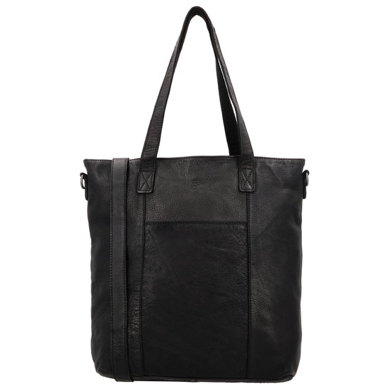 Ledershopper Schwarz 39x37cm – Große Damen Tasche aus Vollrindleder - leder-accessoires.com