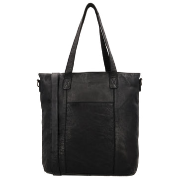 Ledershopper Schwarz 39x37cm – Große Damen Tasche aus Vollrindleder - leder-accessoires.com