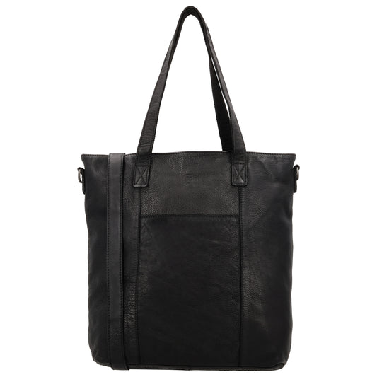 Ledershopper Schwarz 39x37cm – Große Damen Tasche aus Vollrindleder - leder-accessoires.com