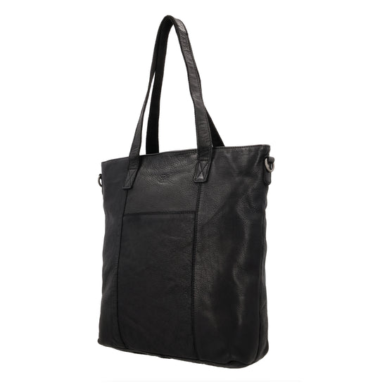 Ledershopper Schwarz 39x37cm – Große Damen Tasche aus Vollrindleder - leder-accessoires.com