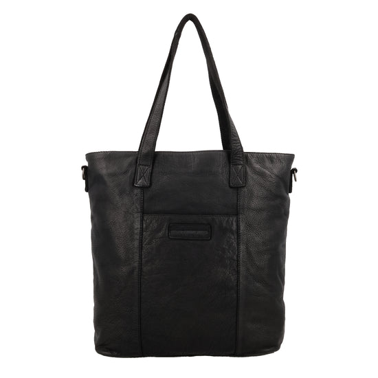 Ledershopper Schwarz 39x37cm – Große Damen Tasche aus Vollrindleder - leder-accessoires.com