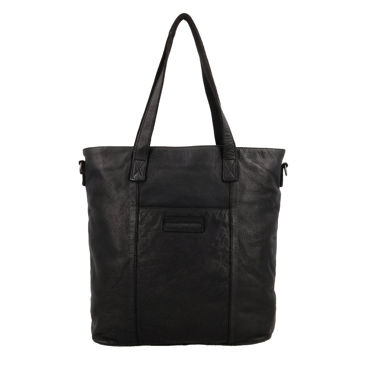 Ledershopper Schwarz 39x37cm – Große Damen Tasche aus Vollrindleder - leder-accessoires.com
