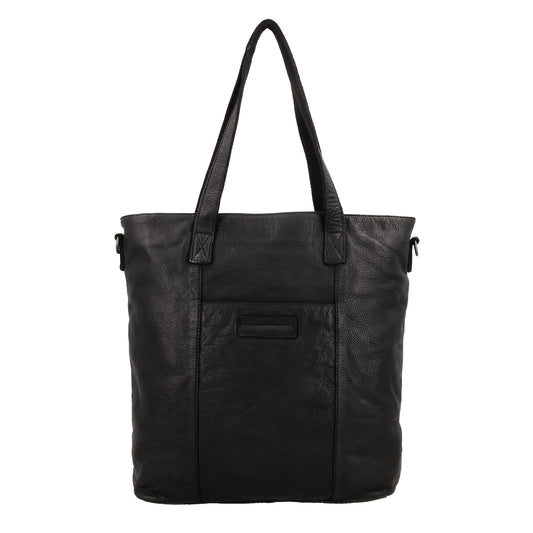 Ledershopper Schwarz 39x37cm – Große Damen Tasche aus Vollrindleder - leder-accessoires.com