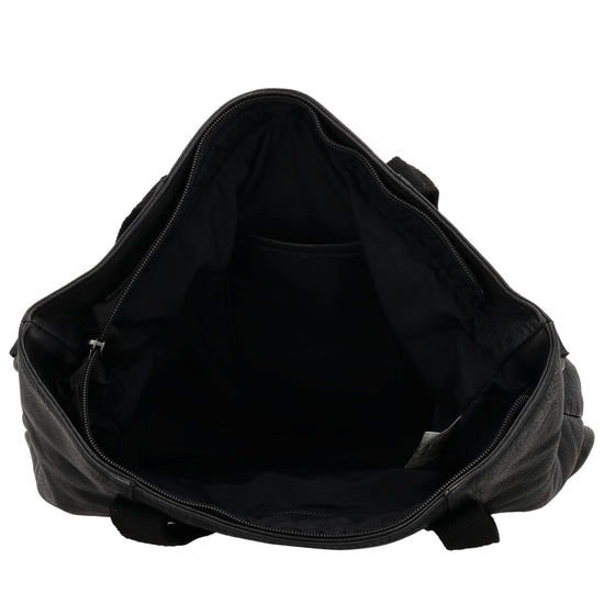 Ledershopper Schwarz 39x37cm – Große Damen Tasche aus Vollrindleder - leder-accessoires.com