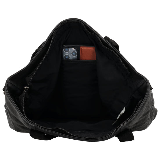Ledershopper Schwarz 39x37cm – Große Damen Tasche aus Vollrindleder - leder-accessoires.com