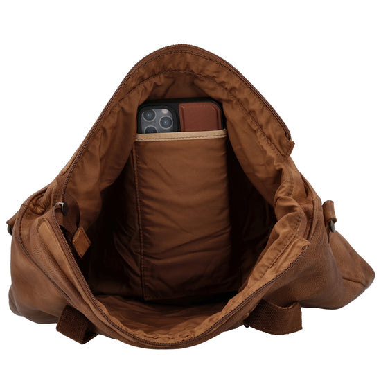 Ledershopper Cognac 39x37cm – Eleganter Damen Shopper aus Leder - leder-accessoires.com