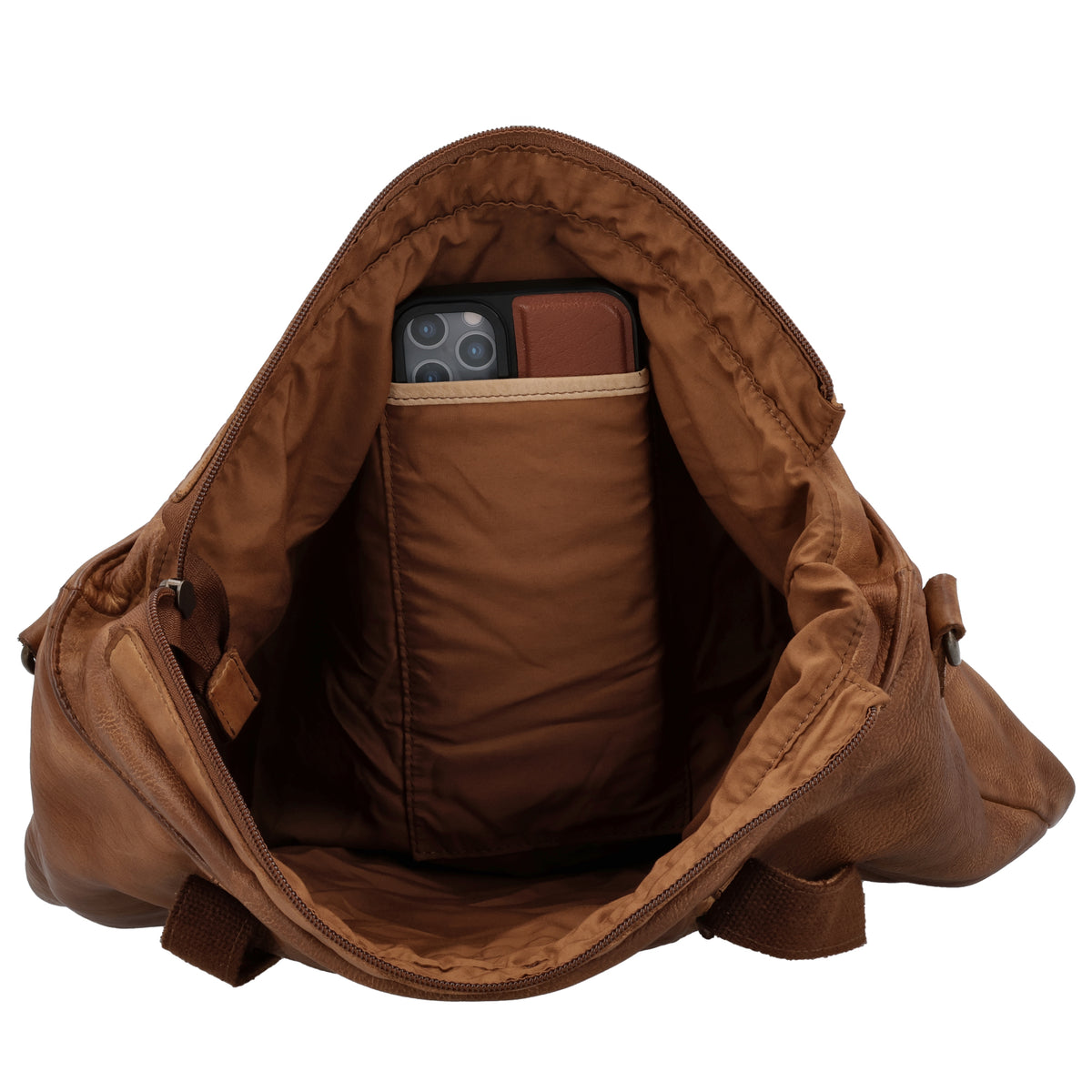 Ledershopper Cognac 39x37cm – Eleganter Damen Shopper aus Leder - leder-accessoires.com