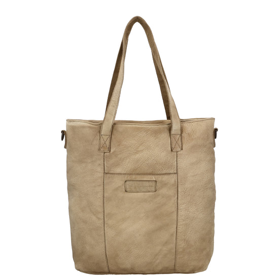 Ledershopper Sand 39x37cm – Damen Shopper aus Vollrindleder - leder-accessoires.com