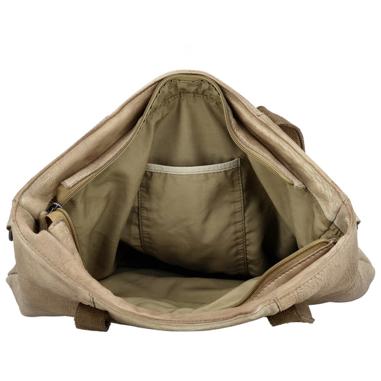 Ledershopper Sand 39x37cm – Damen Shopper aus Vollrindleder - leder-accessoires.com