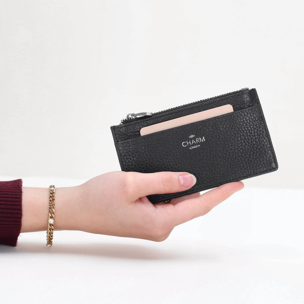 Karten-| Schlüsseletui 13,5x7,5cm in Schwarz mit Reißverschluss - leder-accessoires.com