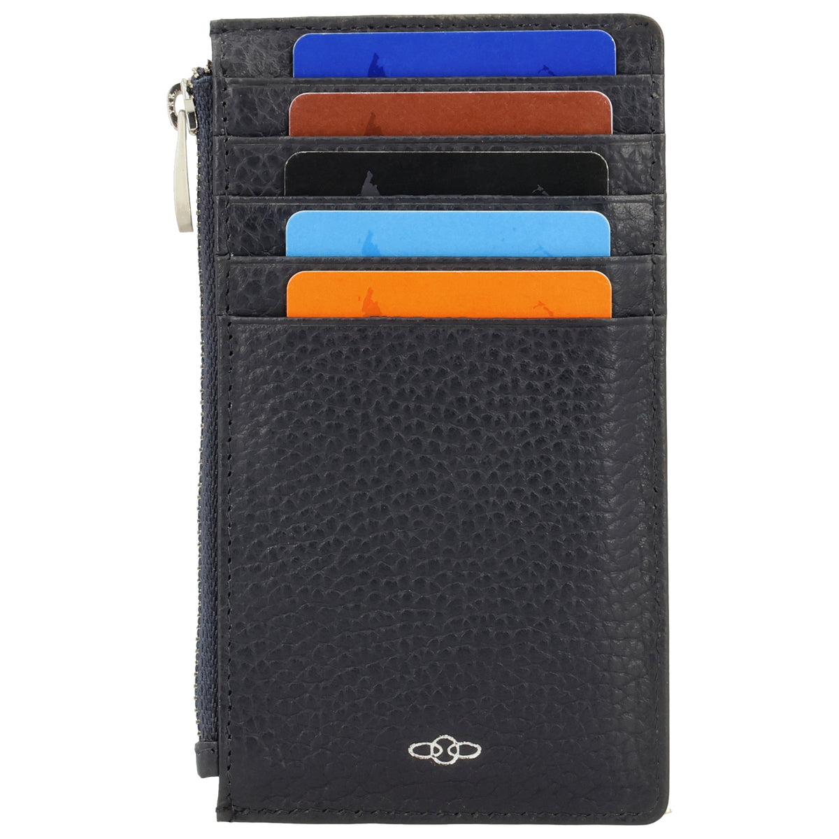 Karten-| Schlüsseletui 13,5x7,5cm in Blau mit Reißverschluss - leder-accessoires.com