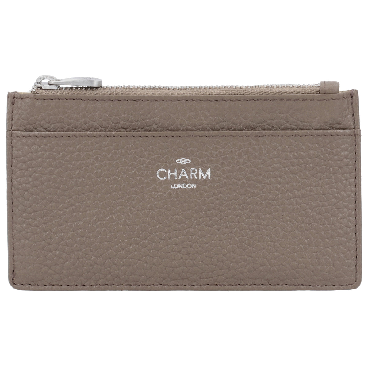 Karten-| Schlüsseletui 13,5x7,5cm in Taupe mit Reißverschluss - leder-accessoires.com