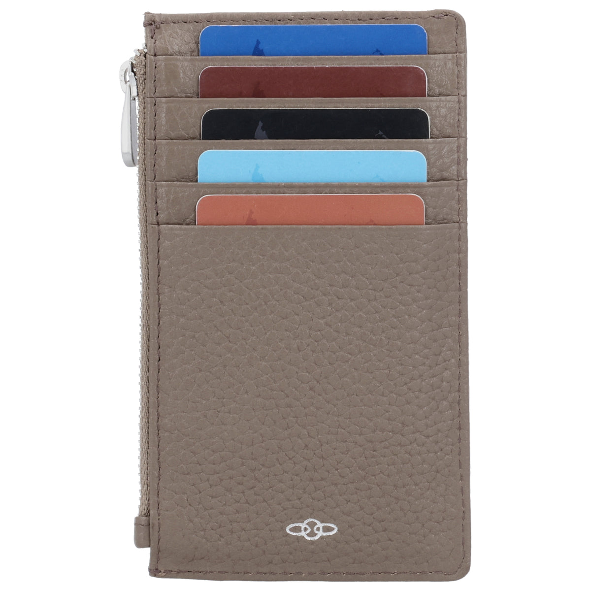 Karten-| Schlüsseletui 13,5x7,5cm in Taupe mit Reißverschluss - leder-accessoires.com