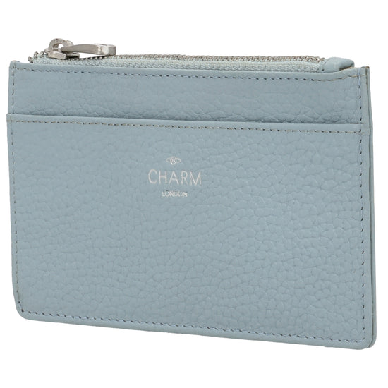 Karten-| Schlüsseletui 13,5x7,5cm in Hellblau mit Reißverschluss - leder-accessoires.com