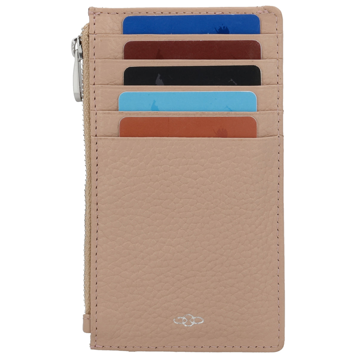 Karten-| Schlüsseletui 13,5x7,5cm in Altrosa mit Reißverschluss - leder-accessoires.com