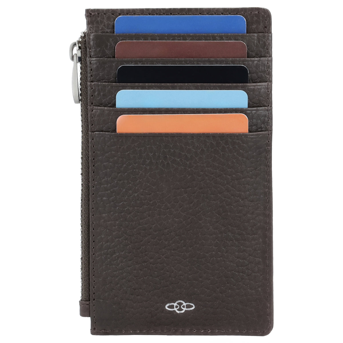 Karten-| Schlüsseletui 13,5x7,5cm in Dunkelbraun mit Reißverschluss - leder-accessoires.com