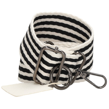 Taschenriemen|Wechselriemen 140cm in Schwarz|Weiß gestreift mit Karabiner - leder-accessoires.com