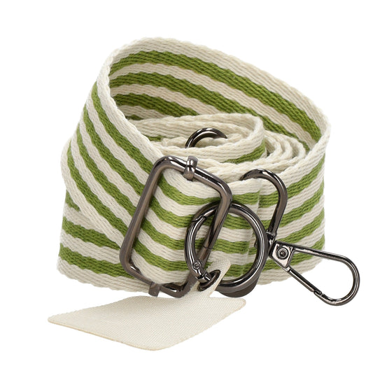 Taschenriemen|Wechselriemen 140cm in Grün|Weiß gestreift mit Karabiner - leder-accessoires.com