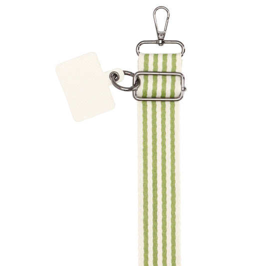 Taschenriemen|Wechselriemen 140cm in Grün|Weiß gestreift mit Karabiner - leder-accessoires.com