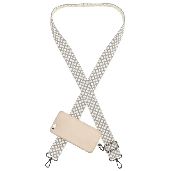 Taschenriemen Grau Weiß gepunktet 140x40cm – Breiter Wechselriemen - leder-accessoires.com