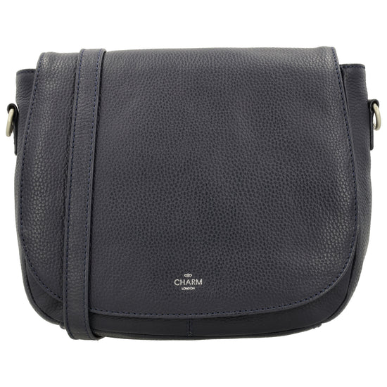 Satteltasche 25 x 22,5cm in Blau|Marine mit Überschlag und Reißverschluss - leder-accessoires.com