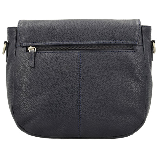 Satteltasche 25 x 22,5cm in Blau|Marine mit Überschlag und Reißverschluss - leder-accessoires.com