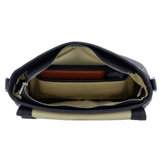 Satteltasche 25 x 22,5cm in Blau|Marine mit Überschlag und Reißverschluss - leder-accessoires.com