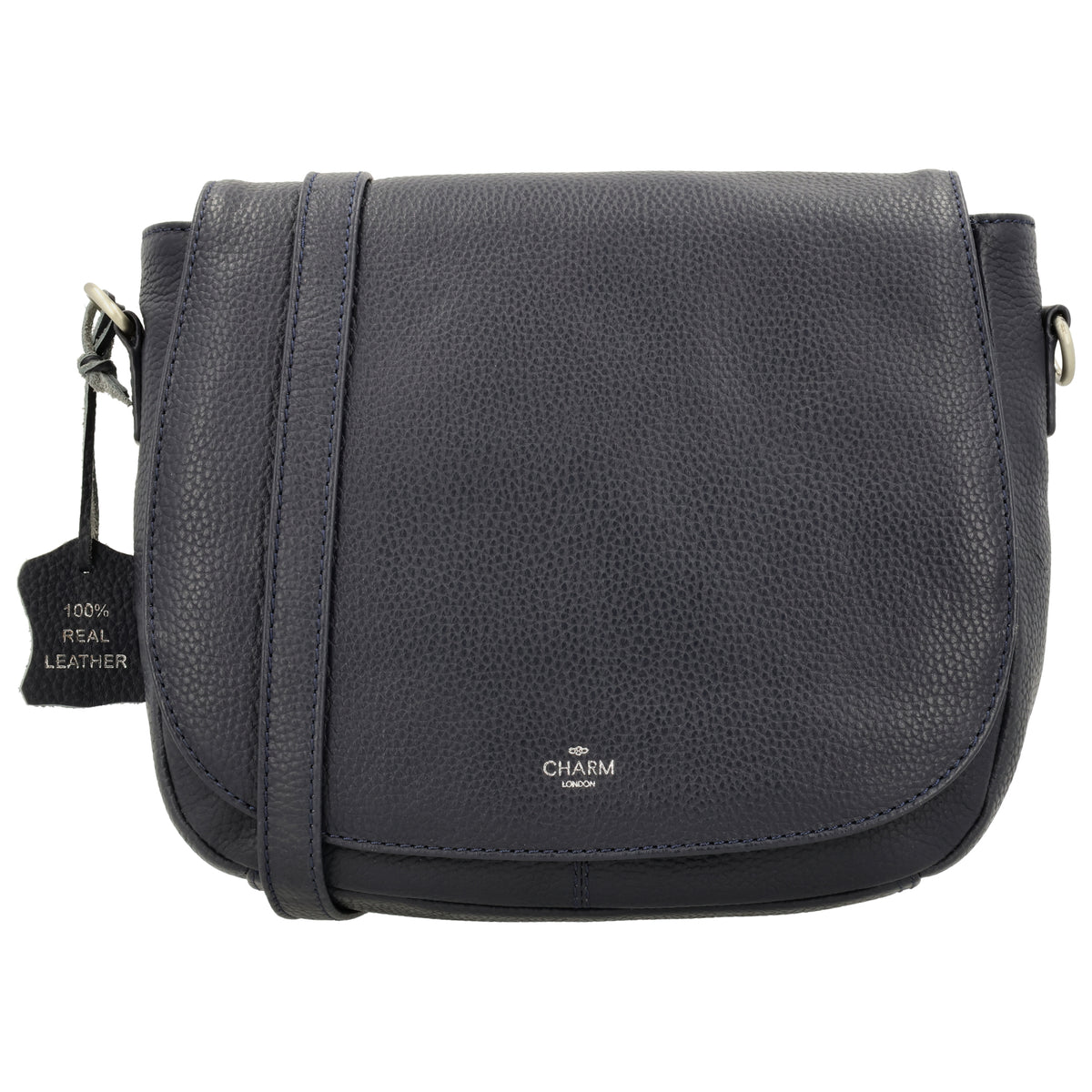 Satteltasche 25 x 22,5cm in Blau|Marine mit Überschlag und Reißverschluss - leder-accessoires.com