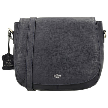 Satteltasche 25 x 22,5cm in Blau|Marine mit Überschlag und Reißverschluss - leder-accessoires.com