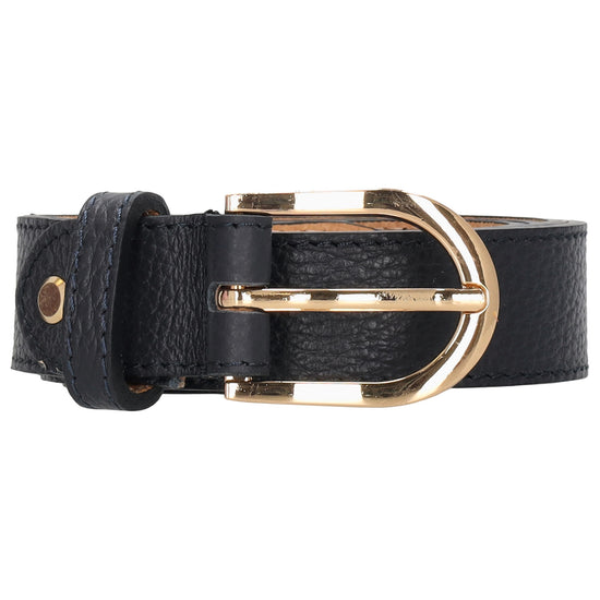 Dunkelblauer Ledergürtel 2cm mit goldener Schnalle, individuell kürzbar - leder-accessoires.com