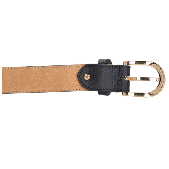 Dunkelblauer Ledergürtel 2cm mit goldener Schnalle, individuell kürzbar - leder-accessoires.com