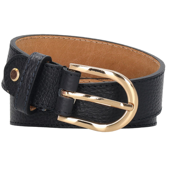 Dunkelblauer Ledergürtel 2cm mit goldener Schnalle, individuell kürzbar - leder-accessoires.com