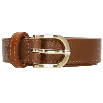 Brauner Ledergürtel 2cm mit goldener Schnalle, individuell kürzbar - leder-accessoires.com