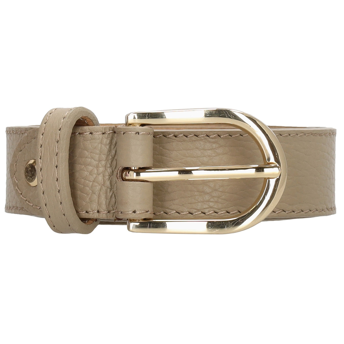 Taupe Ledergürtel 2cm mit goldener Schnalle, individuell kürzbar - leder-accessoires.com