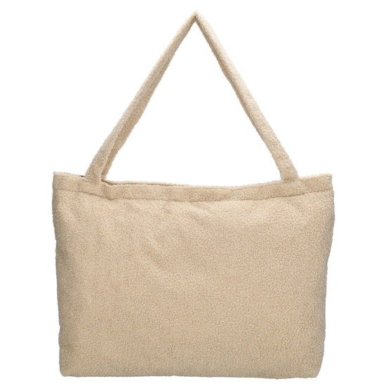 Shopper Teddyfell 60 x 36cm in Beige mit Reißverschluss - leder-accessoires.com