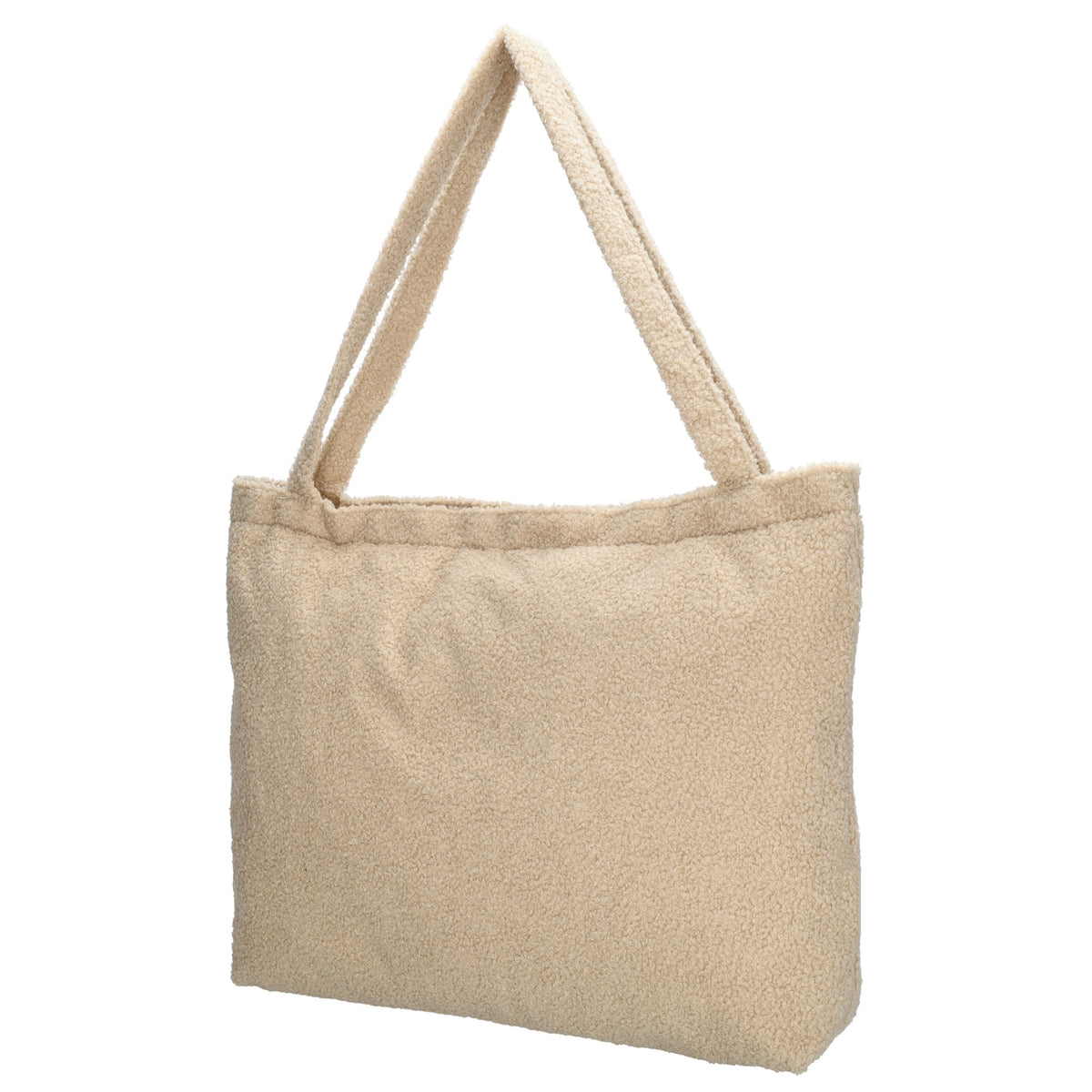 Shopper Teddyfell 60 x 36cm in Beige mit Reißverschluss - leder-accessoires.com