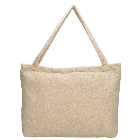 Shopper Teddyfell 60 x 36cm in Beige mit Reißverschluss - leder-accessoires.com