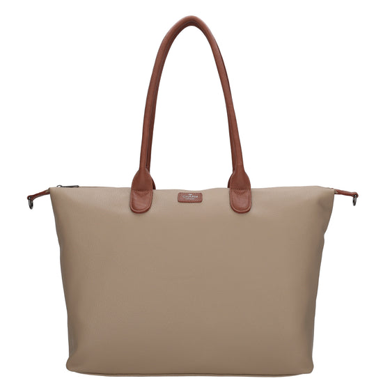 Brauner Shopper 51x33cm mit Laptopfach 15,6 Zoll - leder-accessoires.com