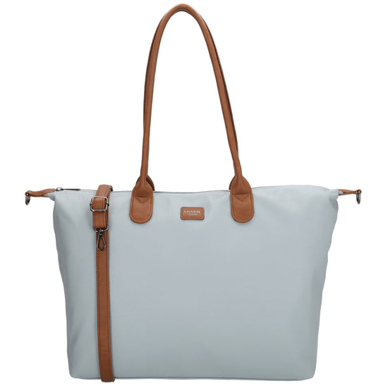 Hellblauer Shopper 51x33cm mit Laptopfach 15,6 Zoll - leder-accessoires.com