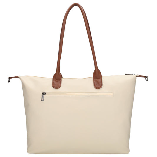 Beiger Shopper 51x33cm mit Laptopfach 15,6 Zoll - leder-accessoires.com