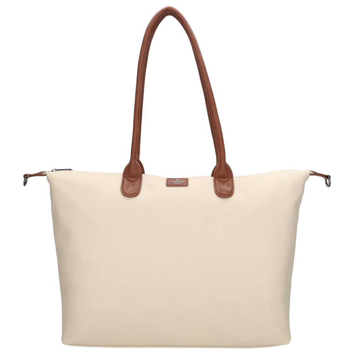 Beiger Shopper 51x33cm mit Laptopfach 15,6 Zoll - leder-accessoires.com