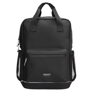 Schul-| Businessrucksack 40 x 37cm wasserabweisend in Schwarz mit Reißverschluss - leder-accessoires.com