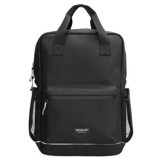 Schul-| Businessrucksack 40 x 37cm wasserabweisend in Schwarz mit Reißverschluss - leder-accessoires.com