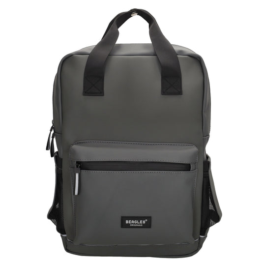 Schul-| Businessrucksack 40 x 37cm wasserabweisend in Anthrazit mit Reißverschluss - leder-accessoires.com